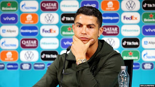 Cristiano Ronaldo dari Portugal saat konferensi pers. (Foto: UEFA via REUTERS)