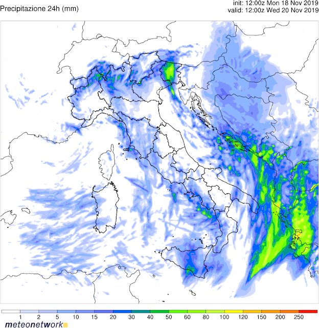 Pioggia 24 ore in mm WRF Italia