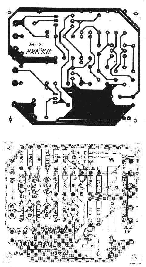 Rangkaian Inverter 12 VDC ke 220 VAC-100 Watt