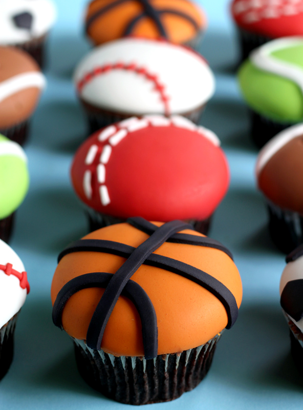 butter hearts sugar Sports Ball Cupcakes