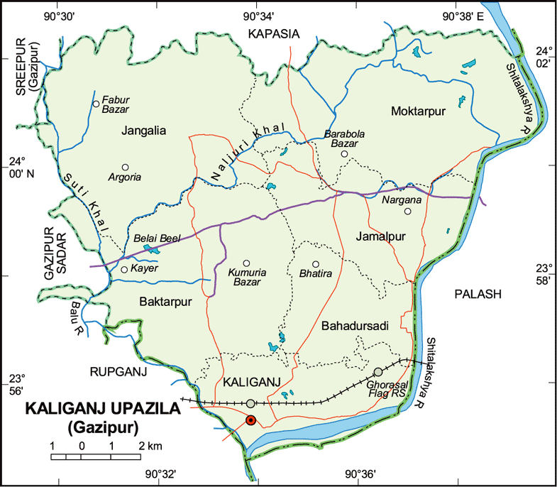 Kaliganj Upazila Map Gazipur District Bangladesh