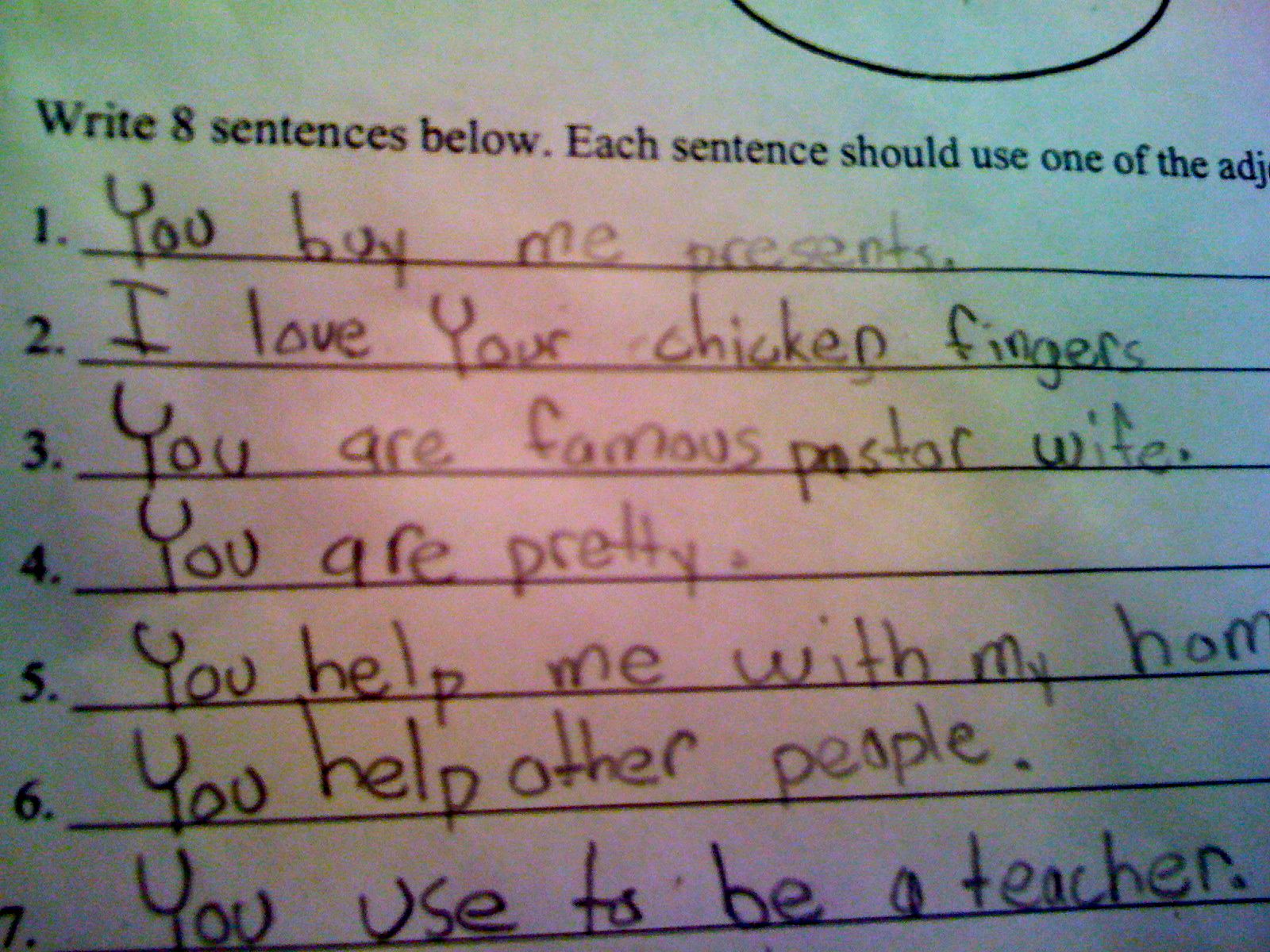 Write a sentence for each situation
