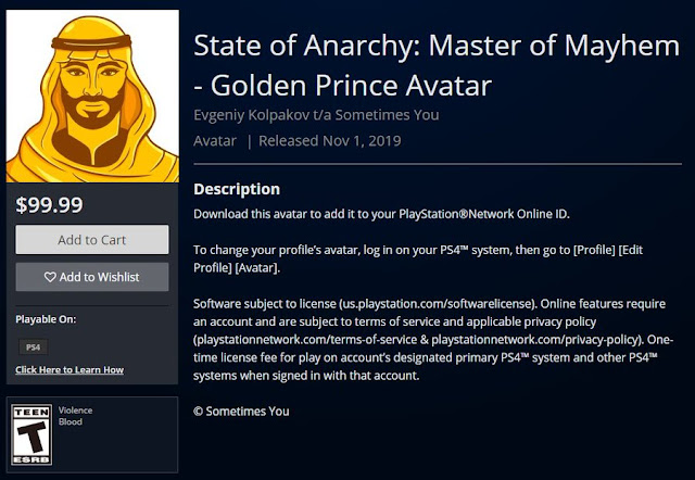 صدق أو لا تصدق Avatar لشخصية عربية يباع بسعر 100 دولار على متجر PS Store 