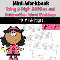  Mini Workbook Using 2 Digit Addition and Subtraction Word Problems