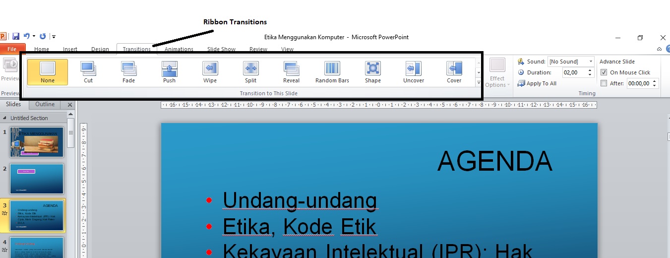 Menambahkan Transisi Slide Pada Powerpoint Teknologi Informasi