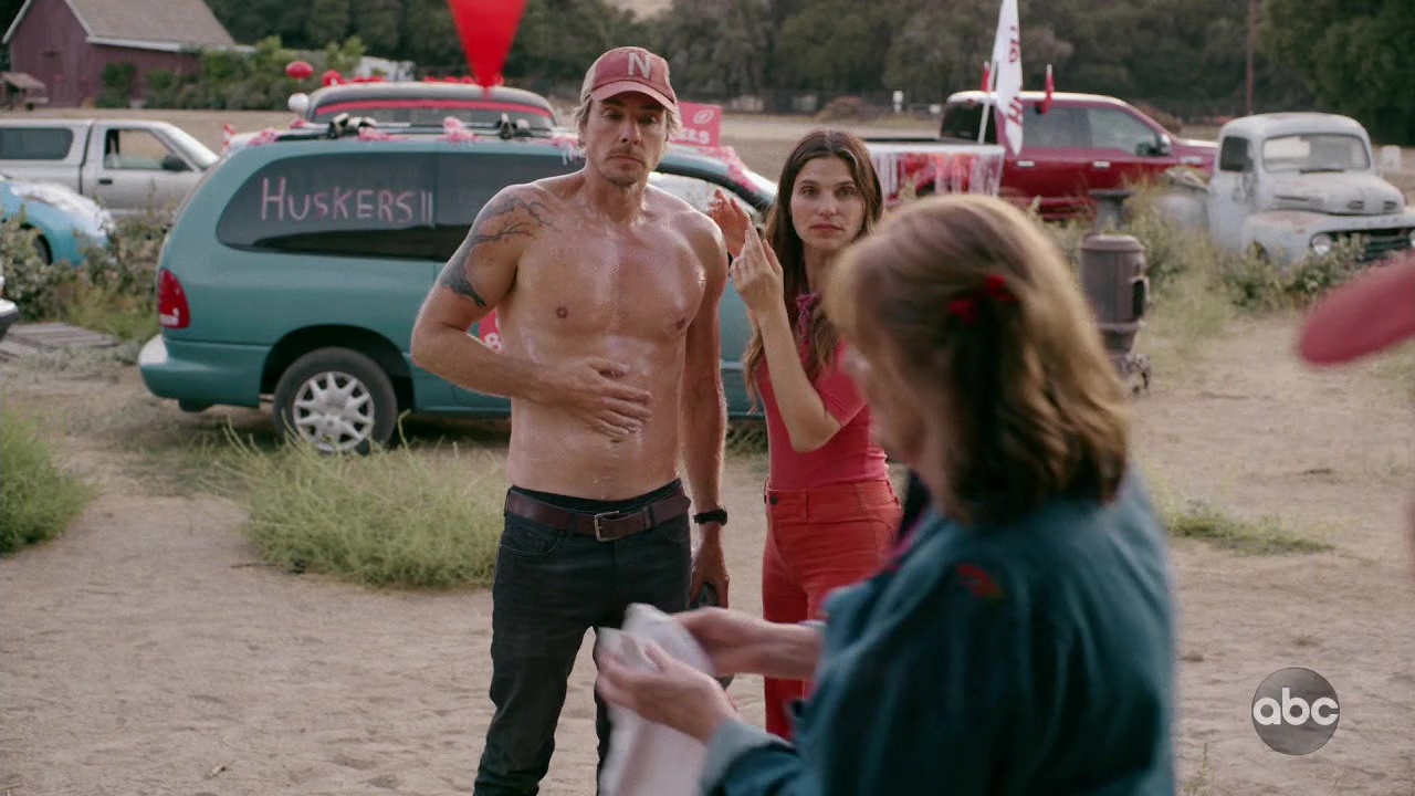 Dax Sheppard shirtless in Bless This Mess, Season 2, Ep 1.