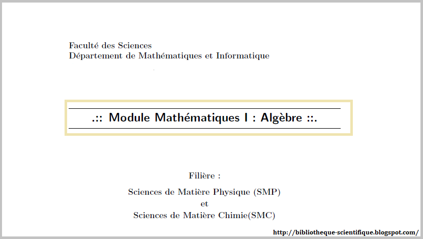 Cours de mathematiques speciales: algebre pdf free