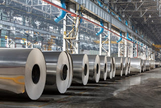 Rolls of aluminum ready for shipping