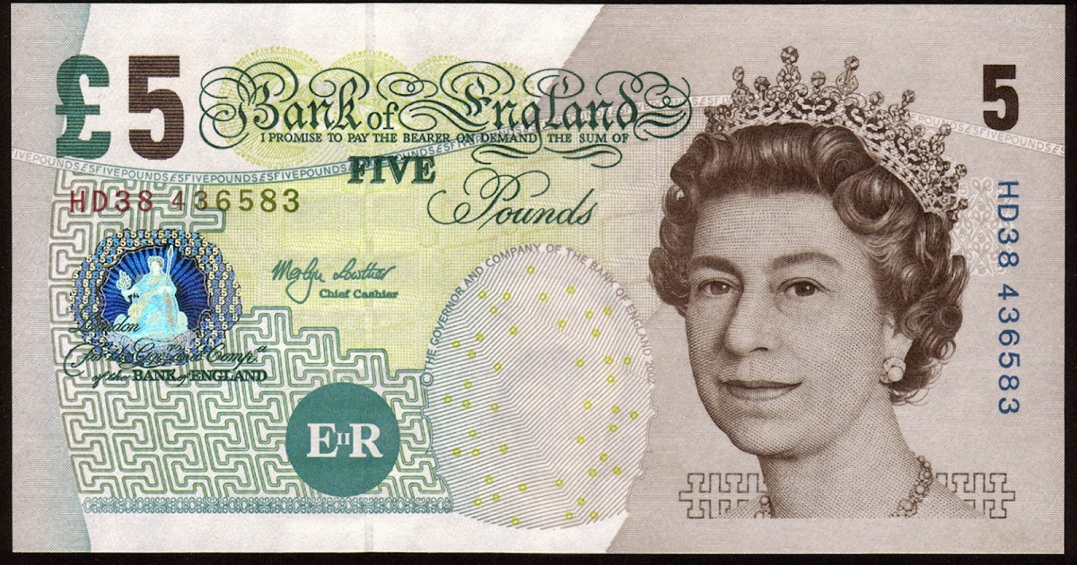 England 5 Pound Sterling note 2002 Elizabeth Fry|World Banknotes