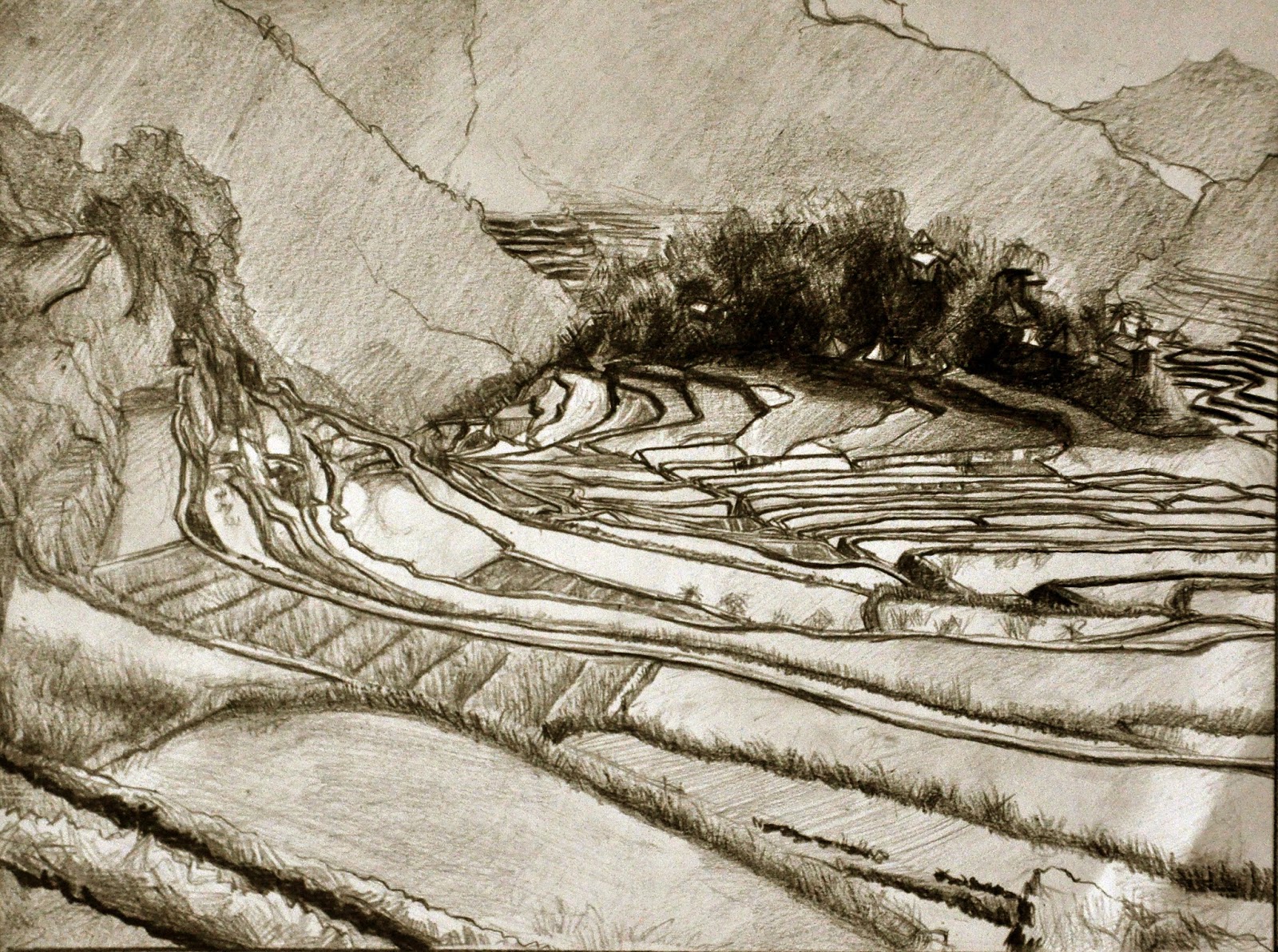  Banaue Rice Terraces Sketch Drawing for Beginner