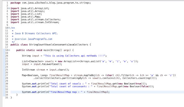 Java Program To Count Vowels and Consonants in a String | JavaProgramTo.com