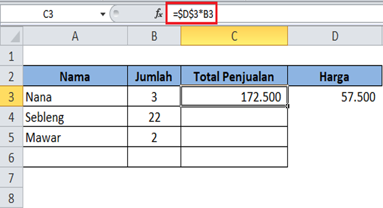 3 Jenis Referensi Cells Excel Yang Perlu Kamu Ketahui