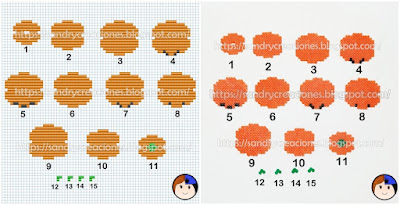 Calabaza Hama Beads 3D Patrón