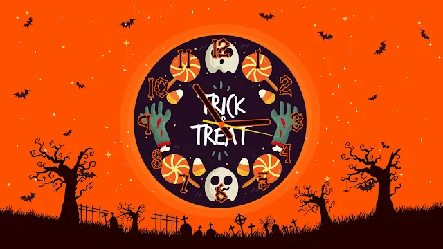 rick or Treat Halloween Clock Screensaver