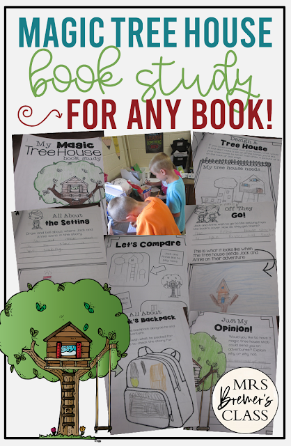 Magic Tree House book study unit with Common Core aligned literacy companion activities for EVERY book in the series for First Grade & Second Grade