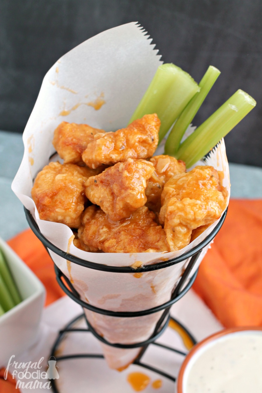 Frugal Foodie Mama Roasted Garlic Boneless Buffalo Wings