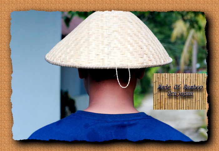 Caping Topi Petani Batik Titik Kerajinan  Bambu  Anyaman