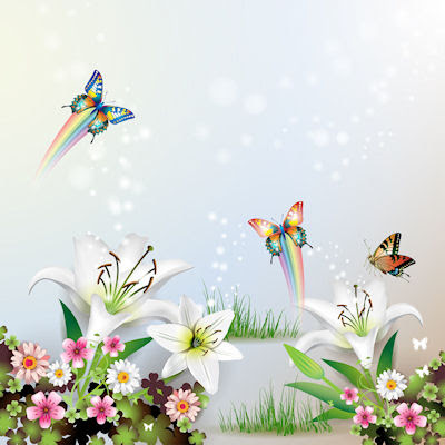 Ilustración con mariposas y flores para el fondo de tu iPad 2048x2048 iPad 2 - 1024x1024