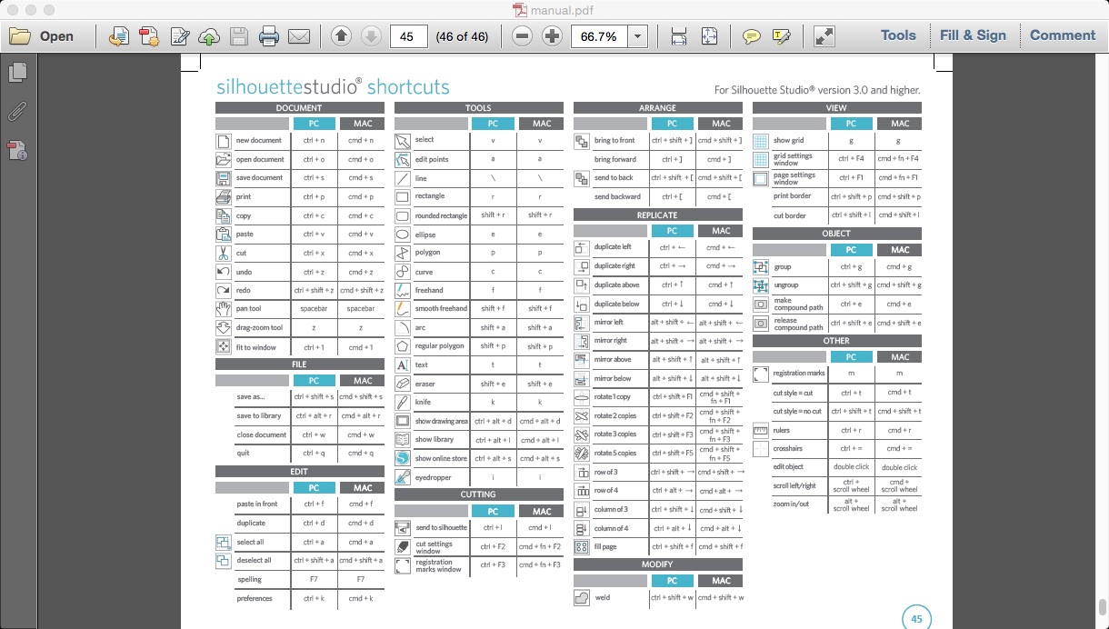 Silhouette studio shortcuts for mac pro