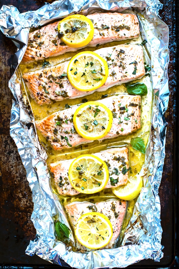 Basil & Lemon Baked Salmon in Foil CookToria
