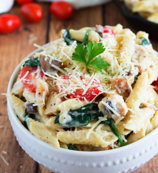 Food at the Ranch: Penne Pasta with a Lightened-up Parmesan Cream Sauce