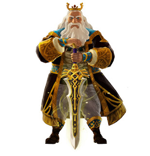 Artwork of King Rhoam with a Royal Claymore in front of him