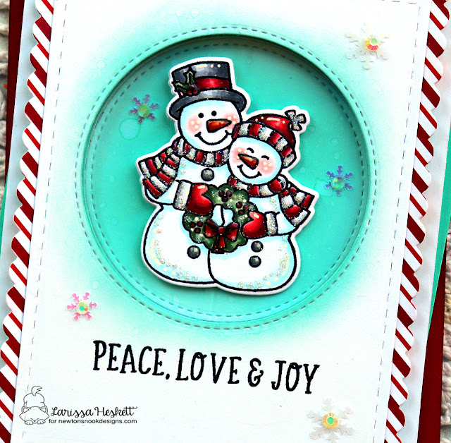 Snowman Spinner card by Larissa Heskett | Snow Much Cheer Stamp Set, Meowy Christmas Paper Pad, Circle Frames Die Set and Frames & Flags Die Set by Newton's Nook Designs #newtonsnook #handmade