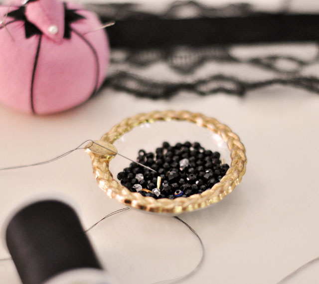 beaded lace and ribbon choker DIY inspired by Downton Abbey