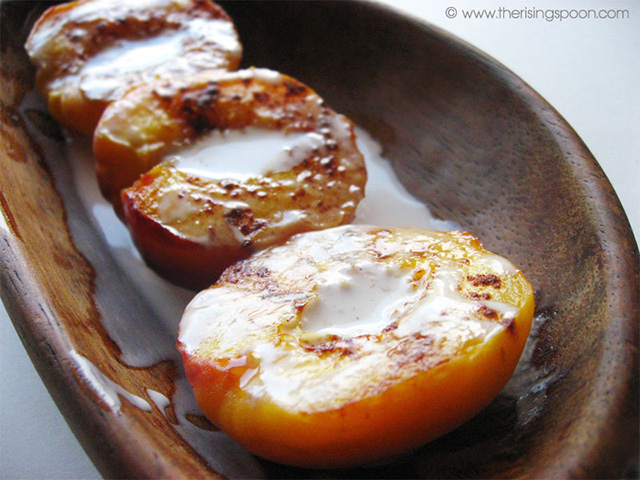 Creamy Pan-Fried Peaches with Cinnamon & Honey Recipe (Dairy-Free)