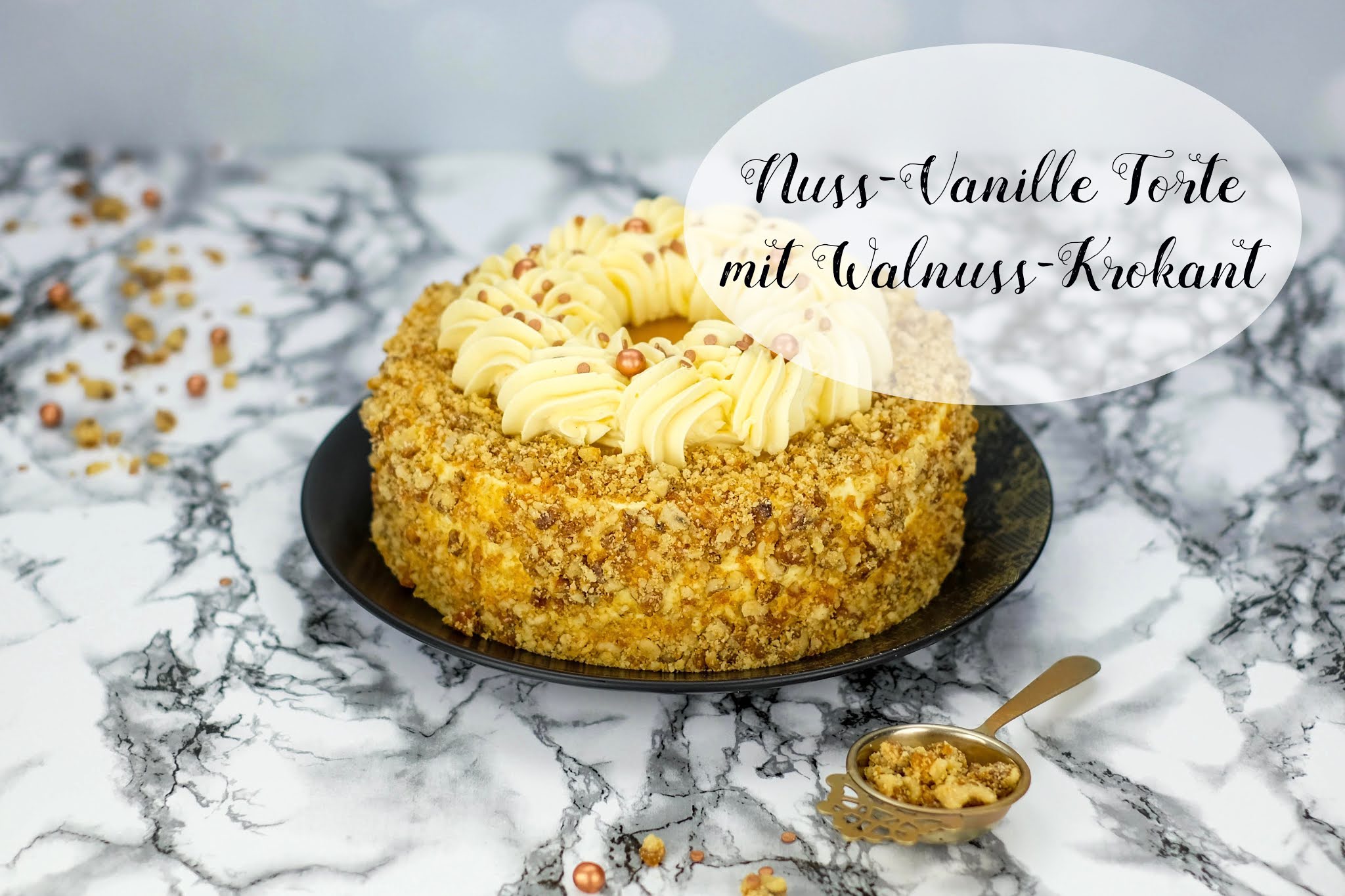 Nuss-Vanille Torte mit Walnuss-Krokant | Marion&amp;#39;s Kaffeeklatsch