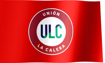 The waving fan flag of Unión La Calera with the logo (Animated GIF)