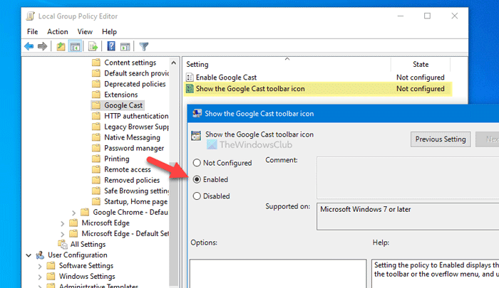 Cómo mostrar u ocultar el icono de la barra de herramientas de Google Cast en Chrome