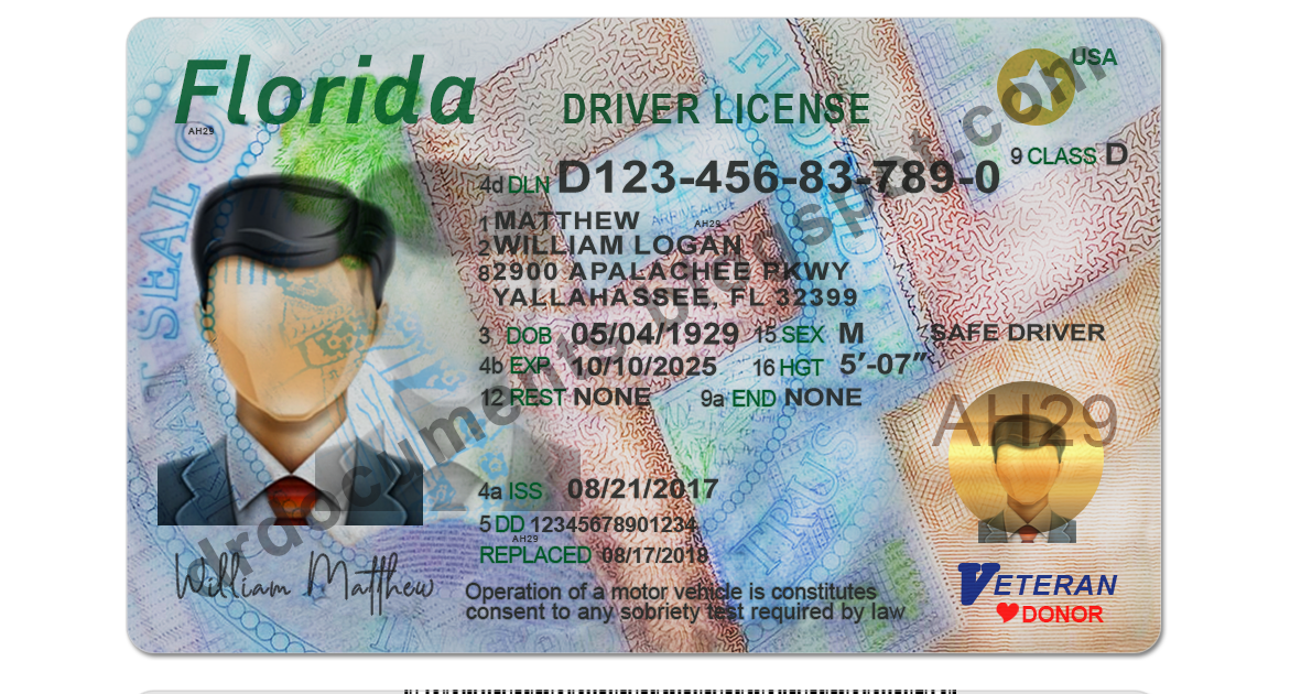 Editable Florida Drivers License Template