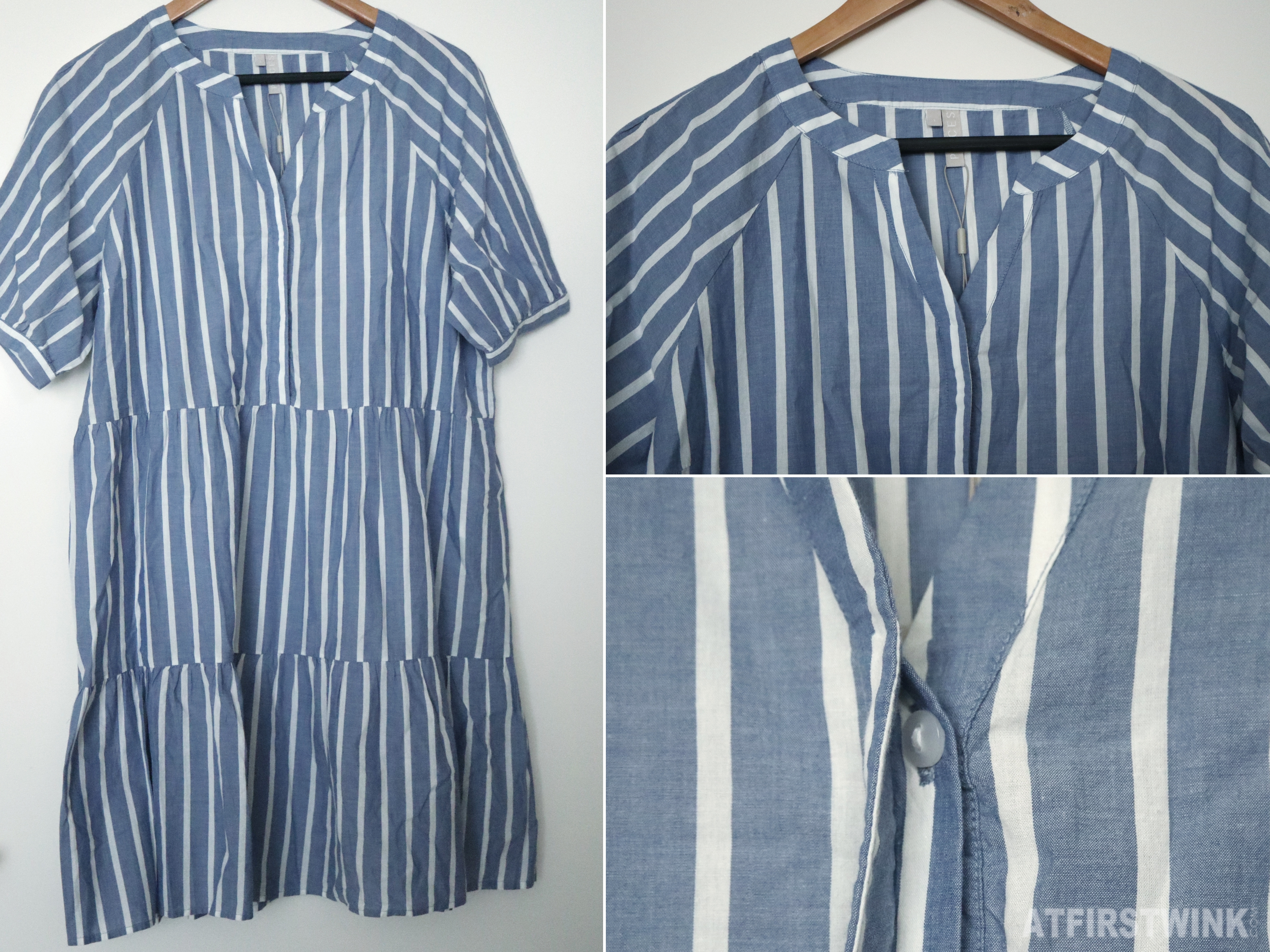 Pieces blue white striped dress