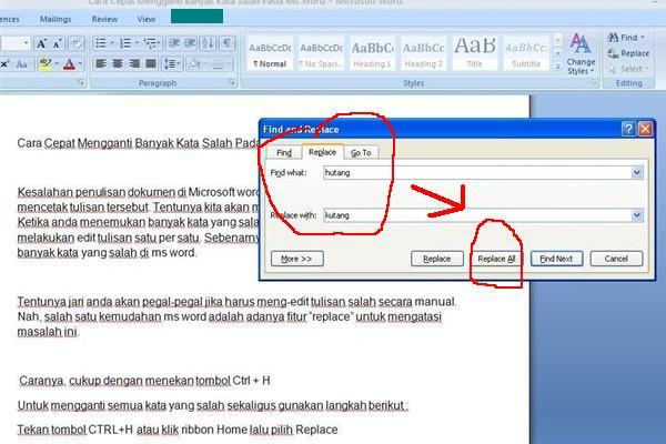 Cara Cepat Mengganti Banyak Kata Salah Pada Ms Word