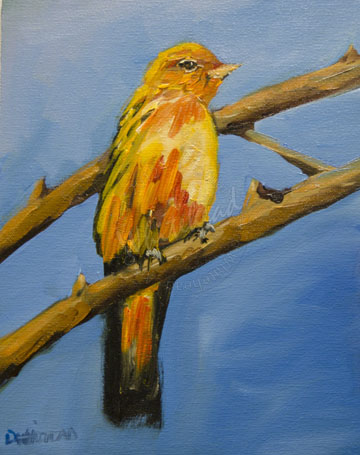 Wildlife Art of the West: YELLOW FINCH SONGBIRD ART OIL PAINTING ARTOUWEST
