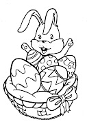 Dibujo de conejo de Pascua para colorear. Dibujo de Conejo en una canasta de . canasta de pascua 