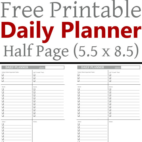 Daily Planner 5 5 X 8 5 Free Printable DIY Home Sweet Home