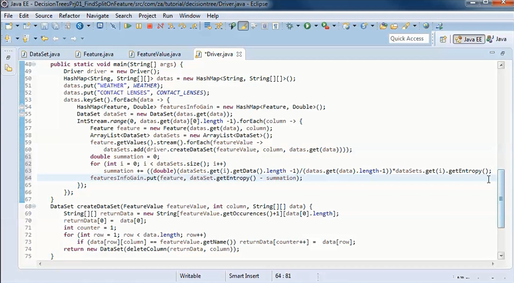 Prototype Project Decision Trees 01 (JAVA Tutorial) Find best