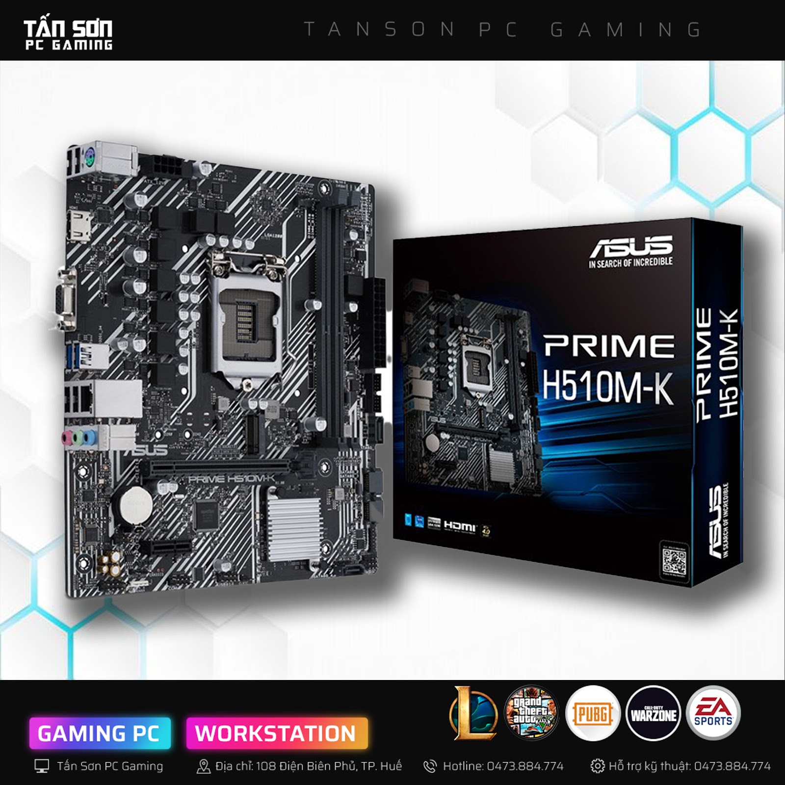 Mainboard Asus Prime H510MK (Intel H510, LGA 1200, mATX, 2 khe RAM DDR4)