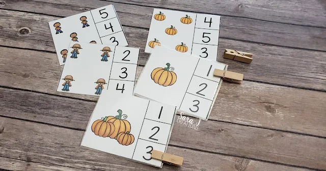 Free pumpkin counting clip cards make awesome counting practice and fine motor practice for preschool or kindergarten.