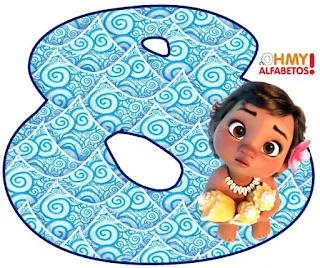 Alfabeto de Moana Bebé sobre el Agua. Moana Baby Alphabet.