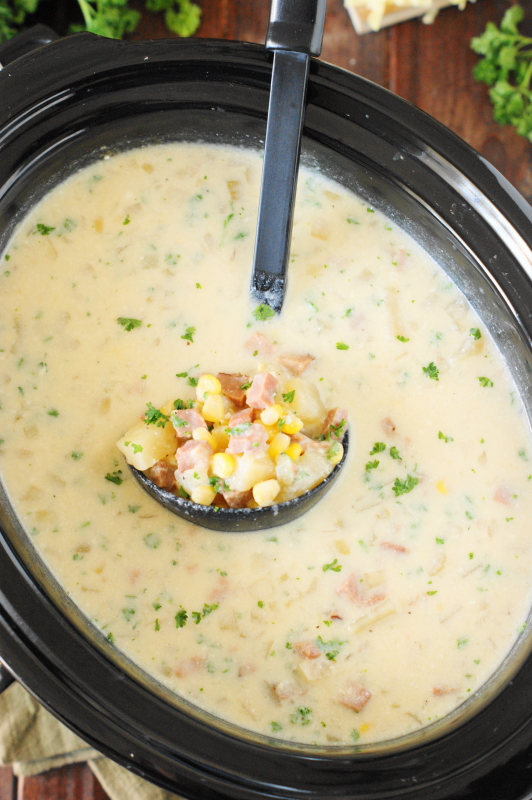 Slow Cooker Ham & Corn Chowder The Kitchen is My Playground