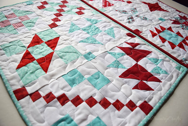 Red and Aqua Sampler Doll Quilts