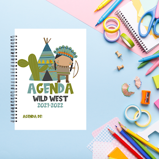 AGENDA ESCOLAR, A5, 2021, 2022, PDF, IMPRIMIR, MOSNTRUOS, HADAS, MARY POPPINS, INDIOS, VAQUEROS, WILD WEST