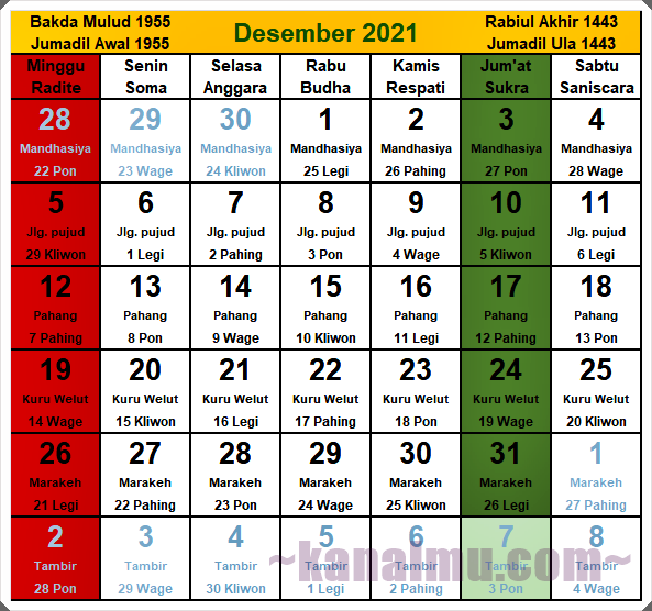 Kalender desember 2021