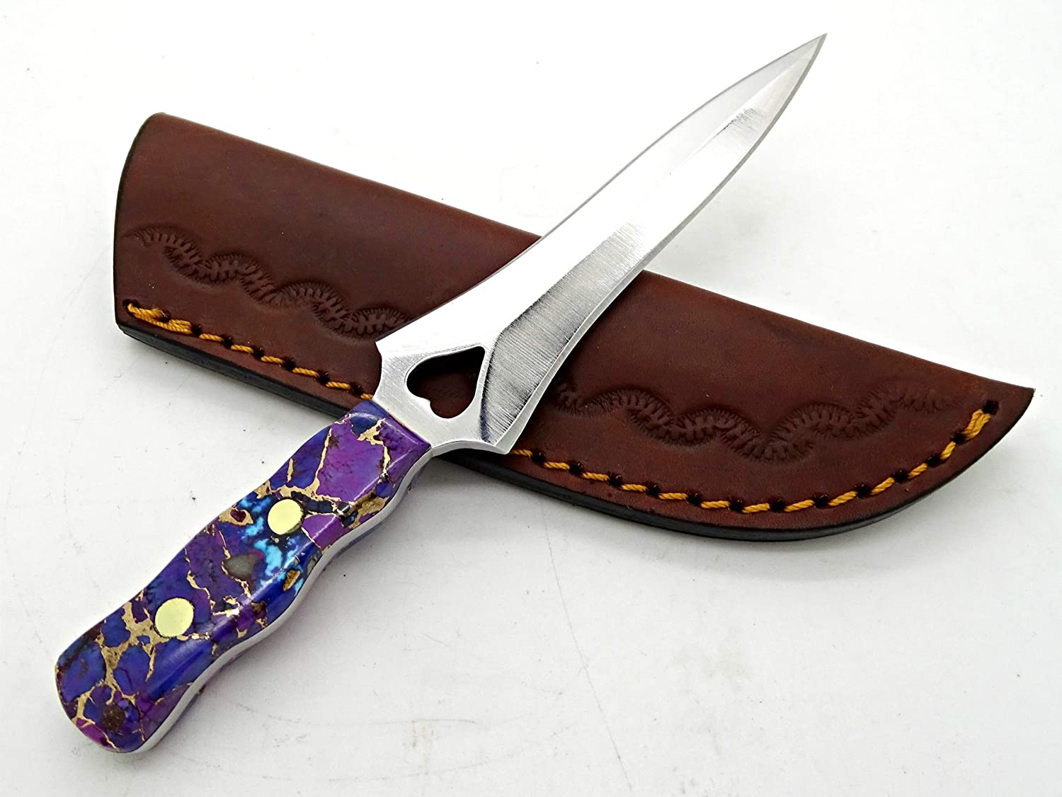 steel knife purple handle, garter knife unique handle, fixed blade
