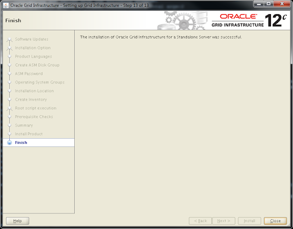 Oracle Grid Infrastructure 12c Installer - Finish