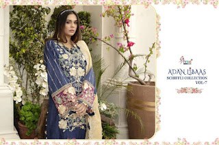 Shree Fab adan Libas Chiffli collection 7 Pakistani Suits