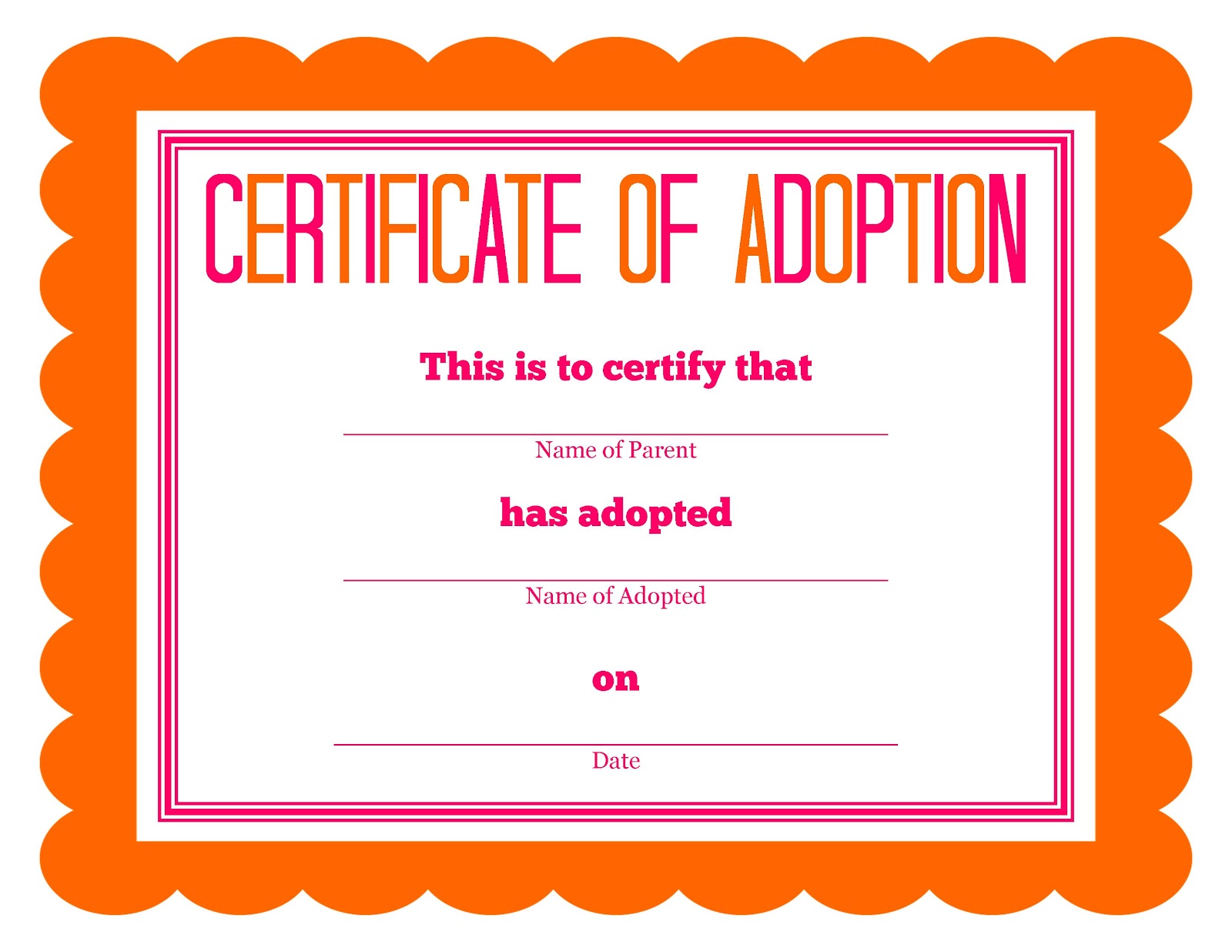 Free Printable Adoption Certificate